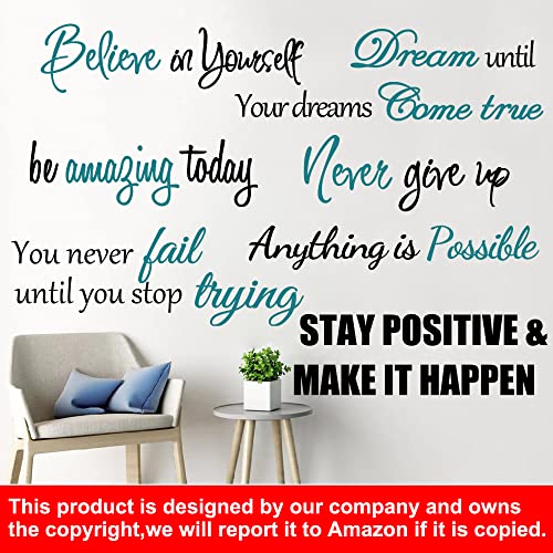 Inspirational Quotes Motivational Sayings Vinyl Peel & Stick Wall Decals for Women, Adults, Bedroom, Living Room, Office, Bathroom