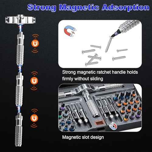 40 In 1 Magnetic Screwdriver Set, DIY Ratchet Screwdriver Set with T Detachable Handle, Portable S2 Alloy Steel Steel Repair Tools for DIY, Electronics, Car, Bicycle, Computer(Black)