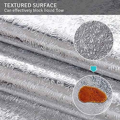 Kitchen Wallpaper Oil Proof Sticker Backsplash Aluminum Foil Self-Adhesive Paper Silver Cabinet Liner Shelf Liner Waterproof and Heat Resistant Peel and Stick Backsplash(15.7X118 Inches)