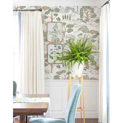 Erfoni 16.9"x118" Boho Peel and Stick Wallpaper Forest Green/Brown/White Contact Paper DIY Self Adhsive Wallpaper Waterproof Removable Peel and Stick Wall Paper for Bedroom Accent Walls Decor