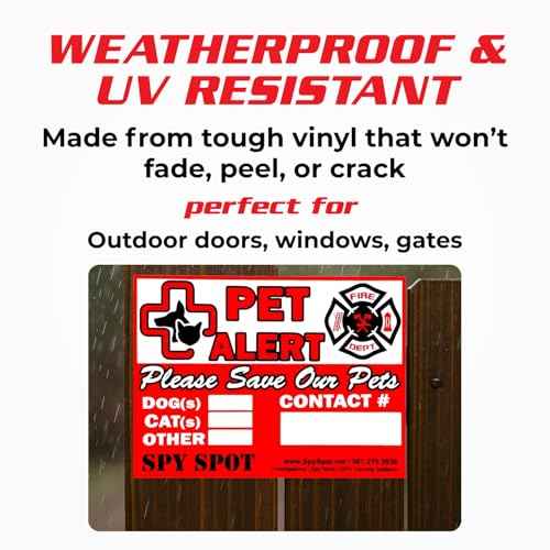 SpySpot 6 Pack Pet Alert Sticker, 4"x3" Emergency Rescue Alert Sign for Home, Window, Car, Door Fire Pet Safety Decal for Firefighters & EMTs, Weatherproof, UV Resistant, Peel & Stick
