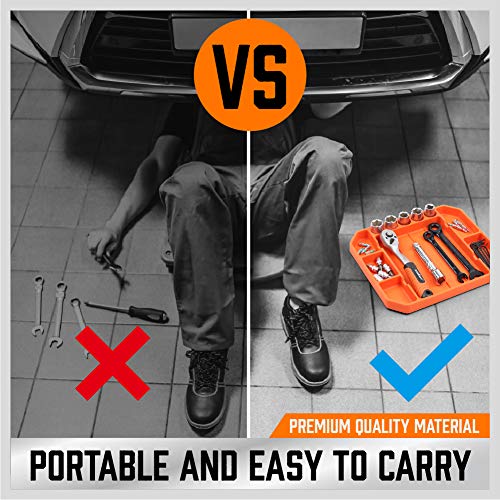 HORUSDY 3-Piece Parts Tray Set, Large Non-Slip Flexible Tool Tray | Tool Organizer Holder for Storage Organizer Screw, Bolts, Washers, Nuts and Small Tools | Tool Storage Gift for Men