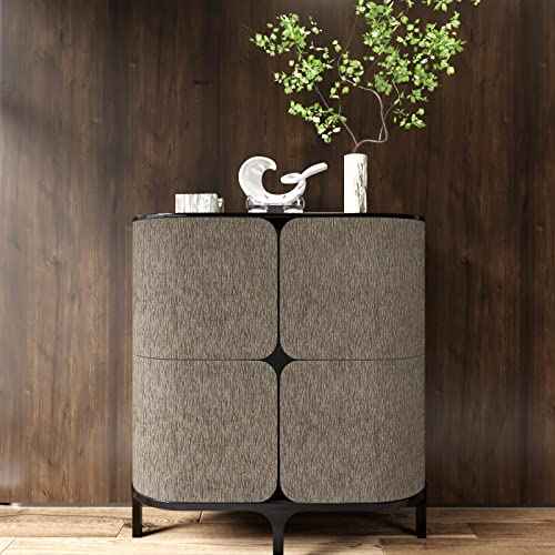 CRE8TIVE Tan Grasscloth Peel and Stick Wallpaper Textured Faux Grass Cloth Contact Paper for Cabinets Self Adhesive Removable Linen Fabric Wallpaper for Living Room Bedroom Table Dresser Decor 12"x80"