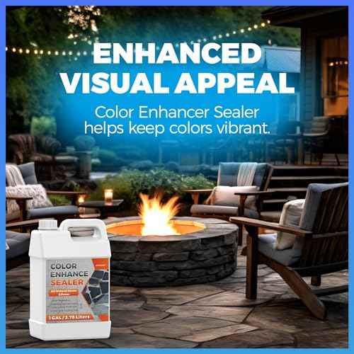 1 Gallon Wet Look Stone Sealer, High Gloss Paver Sealer for Outdoor Surfaces (Travertine, Slate, Sandstone, Concrete)? Waterproof, Provides Natural Color Enhancement for Driveways, Patios
