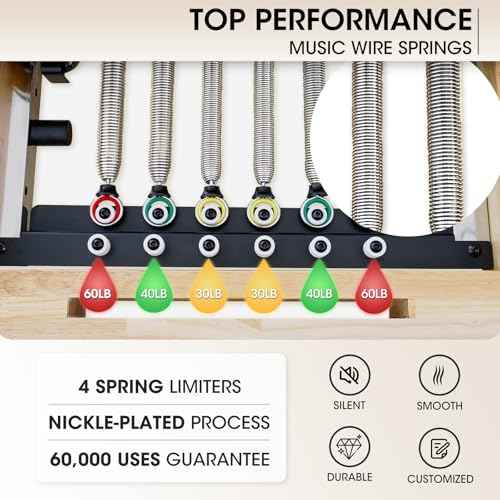 Pilates Reformer, PAETA 92" Wooden Foldable Pilates Reformer Machine with Springs, Pilates Machines for Home Use and Studio, Pilates Equipment with Sitting Box, Jump Board and Accessories