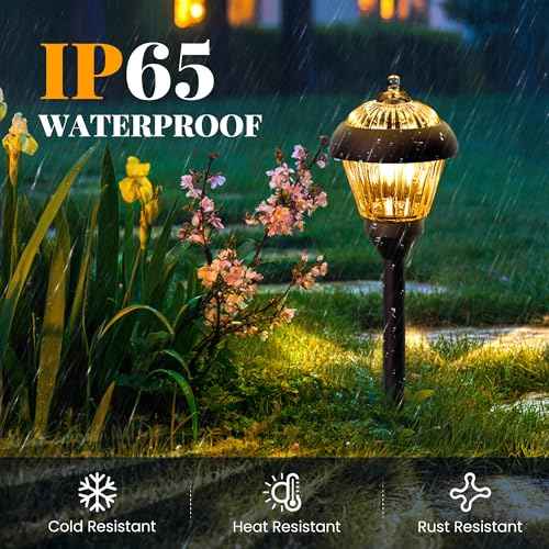 SOLPEX Solar Garden Lights Outdoor, Waterproof Solar Powered Pathway Lights - Glass & Metal Design with 2 Lighting Modes for Yard, Walkway, Driveway, Patio (4 Pack,Warm White)