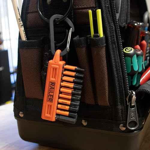 Screwdriver Bit Holder Storage Organizer ? Railer 20-Hole Black Bit Holder with Carabiner
