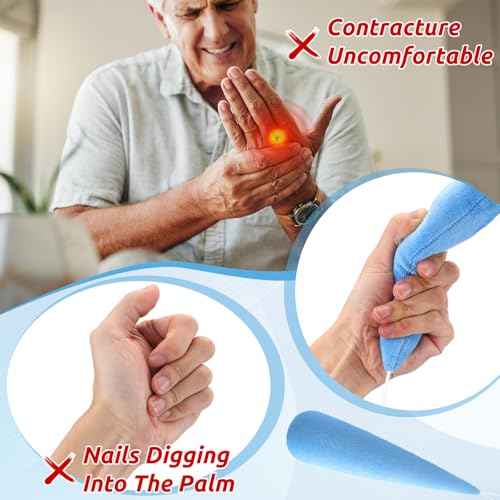 Soulchen 4 Pcs Palm Protector for Hand Carrot Shape Contracture Cushion with Wands, Support Finger Open Prevent Hand Contracture for Parkinson Dementia Arthritis