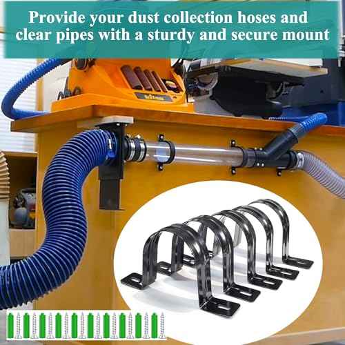 Dust Collection Hose and Pipe Holder Adjustable Hangers Bracket, Don¡¯t Broken Like Plastic After Long Time, Durable Spray Iron, 5 PCS (Black, 4 Inch)