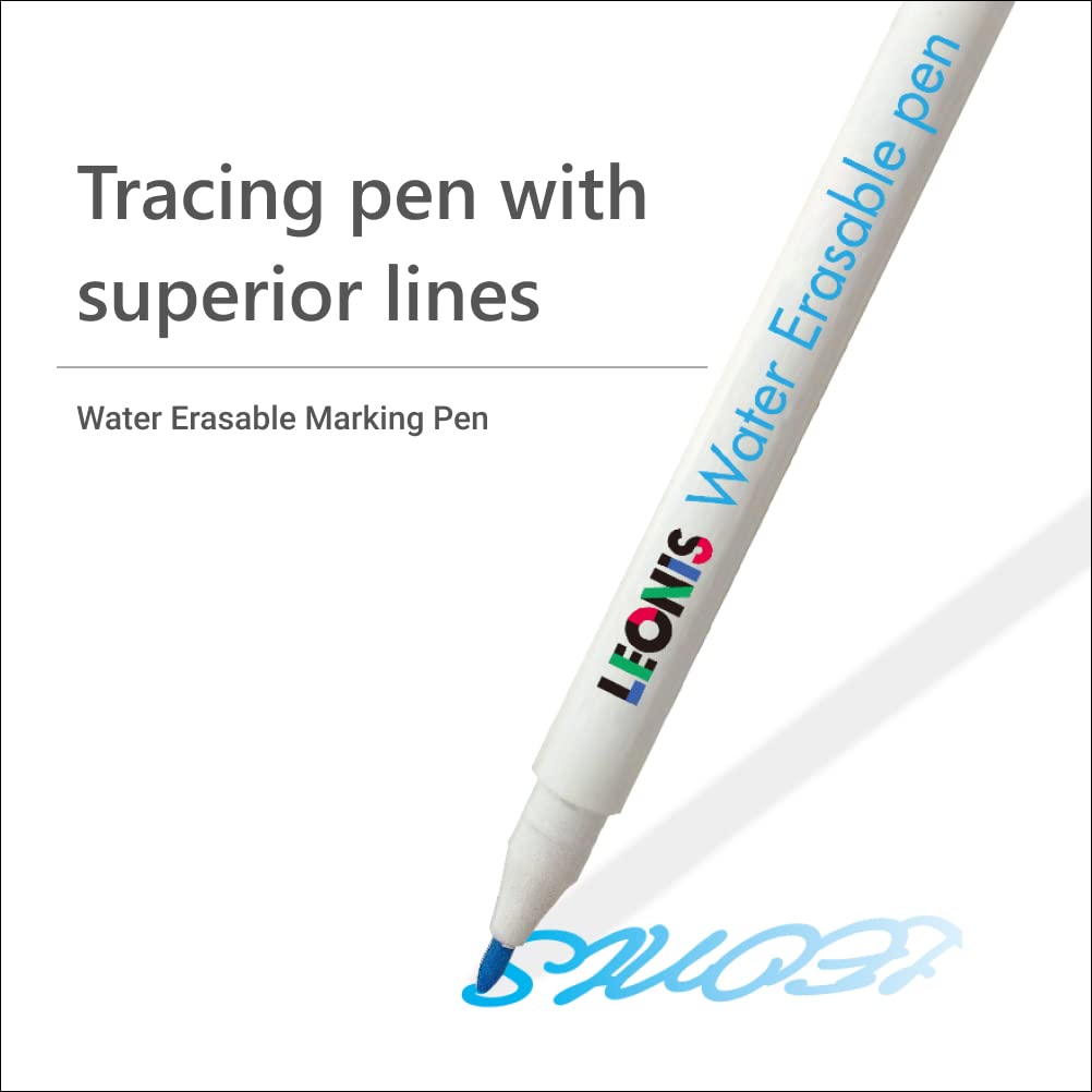 LEONIS 10 Water Erasable Fabric Marking Pen Blue & 5 Disappearing Ink Fabric Marking Pen [ 78007_78009 ]