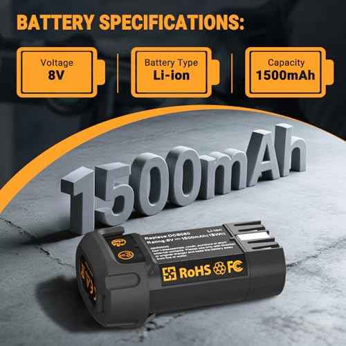 Shentec 1500mAh 8V Replacement Battery Compatible with DEWALT DCB080 Dewalt DCF680N1 DW4390 DCF680G2 DCF680N2, Li-ion Battery (Battery Charger Included)