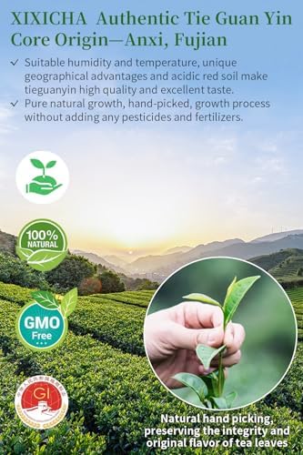 XIXICHA New Tie Guan Yin Tea Anxi Tieguanyin Iron Goddess of Mercy Tie Guan Yin Oolong Loose Leaf Chinese Tea Ti Kuan Yin 5.29oz/150g 铁观音 安溪铁观音茶 乌龙茶 茶叶