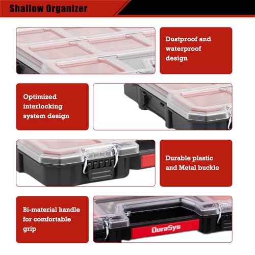Tools Organizer, Small Parts Storage Craftsman Toolbox, 17.3 * 13.7 * 2.5" Durable Hardware Box Storage, with Removable Inner Cups