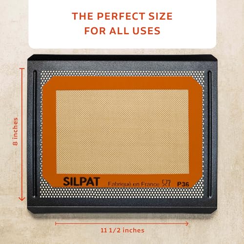 Silpat Premium Non-Stick Silicone Baking Mat, Petite Jelly Roll Size, 8-1/4 x 11-3/4, AE295205-01,Orange