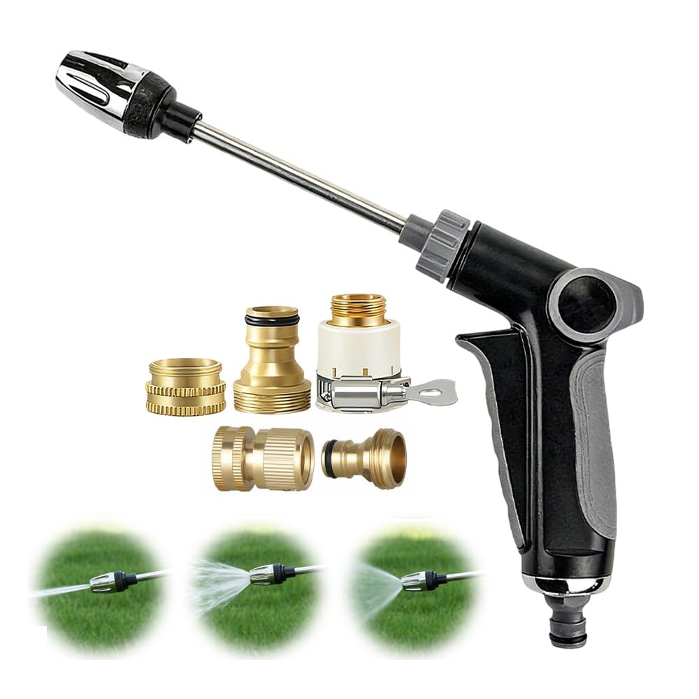 2026 Upgrade Turn Any Hose into a High Pressure Water Cleaning Jet, Power Jet Washer with High Pressure Hose Nozzle, Multi Function Lawn & Garden Watering Sprayer for Yard Car (Set B)