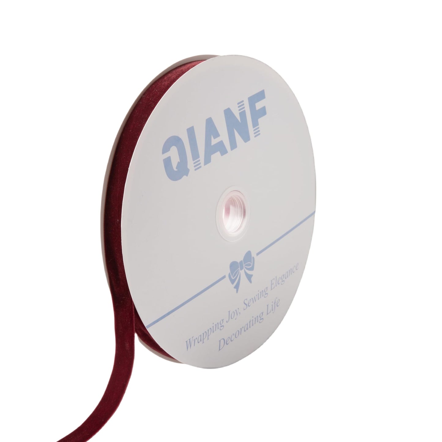 QIANF Vintage Burgundy Velvet Ribbon, 5/8 Inch X 25Yd
