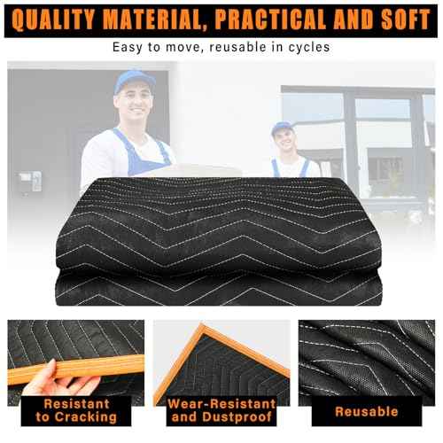 Aliceset 2 Pcs 80 x 144'' Extra Large Moving Blankets Heavy Duty Packing Blankets Quilted Shipping Furniture and Storage Pads Thick Furniture Pads for Wrapping Moving Protecting Supplies, Black