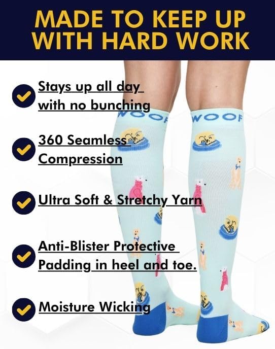 Compression Socks for Women & Men Circulation - 15-20 mmHg Compression Socks - Best Support for Nurses, Running, Athletic