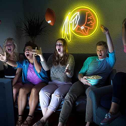Football Neon Sign for Wall Decor Rugby Team Neon Light Football Fans Neon Sign for Man Cave Dormitory Bar Club Birthday Gifts for Rugby Fans USB Powered(ZKXD325)