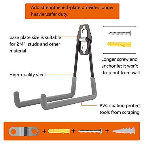 12 Pack Garage Hooks,Wall Hooks Heavy Duty for Home and Warehouse Tool Storage,Hanger Organizer with Steel Reinforced Piece Double Protect (12 Set)