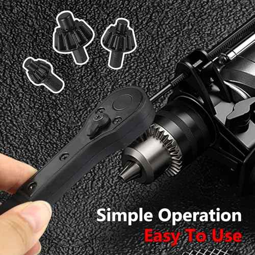 2-in-1 Ratcheting Drill Chuck Key Wrench,Drill Chuck Key,Universal Chuck Key Replacement Tool for Drill, Compatible with Most Electric Drills and Power Tools(1Pcs