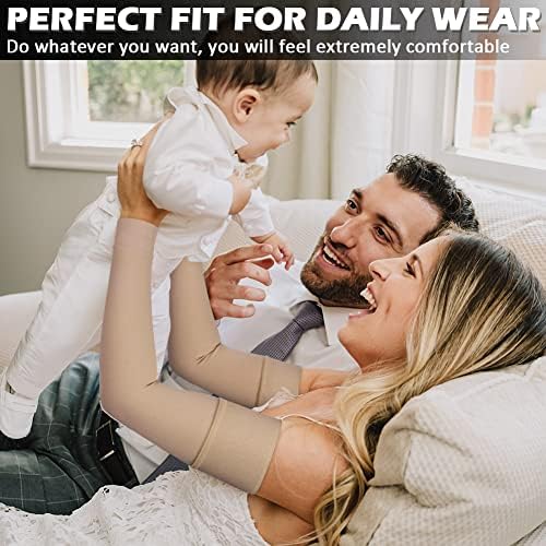 Ailaka Medical Compression Arm Sleeves for Men Women - 20-30 mmHg Lymphedema Compression Sleeves Support for Arms Pain