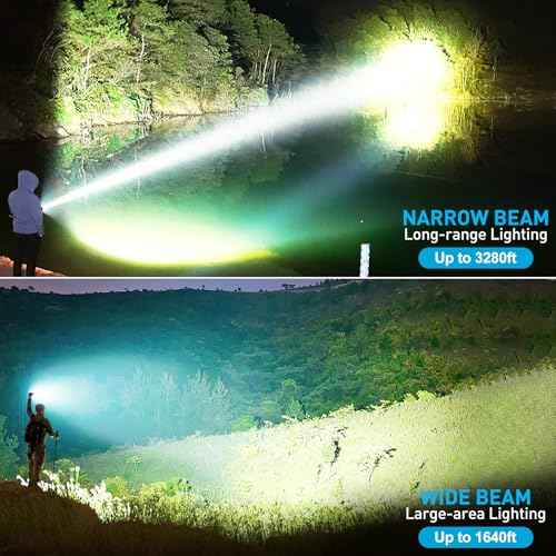 Flashlights High Lumens, 99,000 Lumens LED Flashlight Rechargeable, 5 Modes, Adjustable Beam & 12H Running Time, Powerful and Bright Flash Light for Home/Camping, IPX6 Waterproof