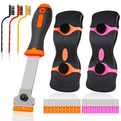 6PCS Razor Blade Scraper Tool, 3Pack Razor Scraper Set with Extra 40Pcs Blades and 3Pcs Wire Brush Set, Glass Top Stove Scraper, Paint Scraper, Cleaning Scraper Tool for Windows, Glass, Sticker