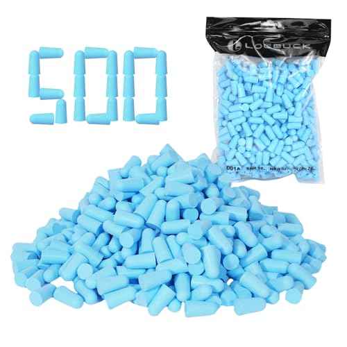 SNR 32dB Foam Ear Plugs, Disposable Hearing Protection, Orange Blue Red, Bulk Pack (Blue (500PCS), One Size)