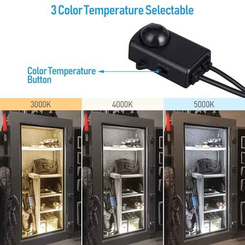 TORCHSTAR LED Safe Lighting Kit 3CCT, (6) 12 Inch Linkable Light Bars, Motion Sensor, 3000K/4000K/5000K Selectable, 900LM Safe Light Kit for Gun Safe Under Cabinet Locker Closet, UL Power Adapter