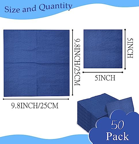 50 Pieces 2-ply Navy Blue Napkin Cocktail Napkins Beverage Napkins Dessert Napkins Disposable Paper Napkins for Wedding Birthday Party Paper Dinner Napkins navy napkins