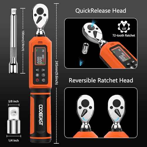 Digital Torque Wrench 1/4 Drive, 0.33-22.1 Ft.lbs./0.45-30Nm Range, Electronic Torque Screwdriver with Dual Direction Ratchet, Buzzer and LED Alert for Bicycle, Bike, DIY and Home Repair
