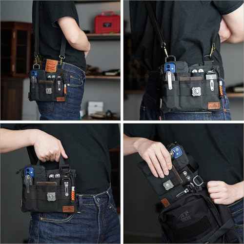VIPERADE VE5 Slim EDC Pouch with 7 Pockets, Mens Pocket Organizer Multitool Pouch, Mini Crossbody Messenger Bag (No Strap)