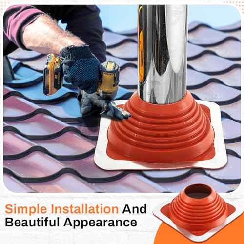 # 6 Od 4-3/4''-10' Chimney Boot Post for Metal Roof Silicone High Temp Metal Pipe Flashing Kit Roof Jacks Vent Boot for Houses Fits Pipe, Orange