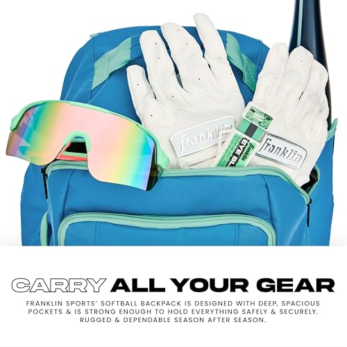 Franklin Sports USA SB Gameday Fastpitch-Softball Backpack ? Adult +Youth Softball + Baseball Equipment + Bat Bag ? Stores Batting Gloves, Helmet, Cleats - Waterproof Premium Batpack