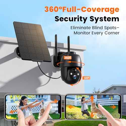 Solareye Solar Security Camera Wireless Outdoor, 2K 360¡ÆWiFi Camera with Color Night Vision, PIR Motion Detection, 2-Way Talk, IP66 Waterproof