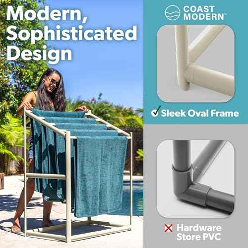 Coast Modern Pool Towel Rack ? Choose Your Color - Outdoor & Indoor 5 Beach Towel PVC Drying Rack
