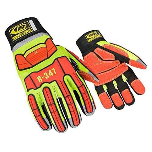 Ansell Ringers Gloves R-347 Rescue Glove, Protection in High Intensity Jobs - First Responders, Rescue, Extrication, Hi-Vis, Large