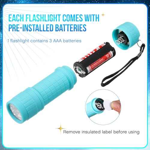20 Pcs 9 LED Bulbs Mini Flashlight Bulk Small LED Flashlights Bulk with Lanyard for Camping Hunting Night Reading Wedding Party Favors, AAA Battery Included and Pre Installed