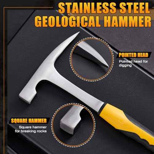 Lasnten 3 Pcs Geology Rock Pick Equipment Kit 33 oz Hammer 3lb Octagonal Hammer 12inch Chisels Tools for Geological Research Exploration, Rock Hounding, Stone Breaking, Prospecting, Mining