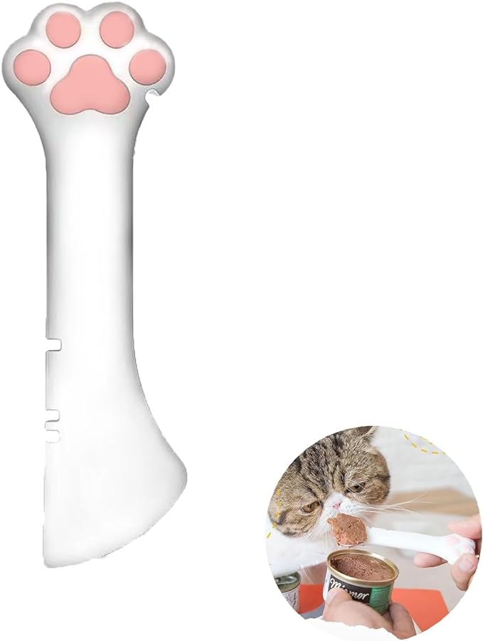 Sheldamy Silicone Pet Food Spoon, Cat Food Can Opener Paw, Wet or Dry Food Short Spoon for Cat Dog With Mini Spatula