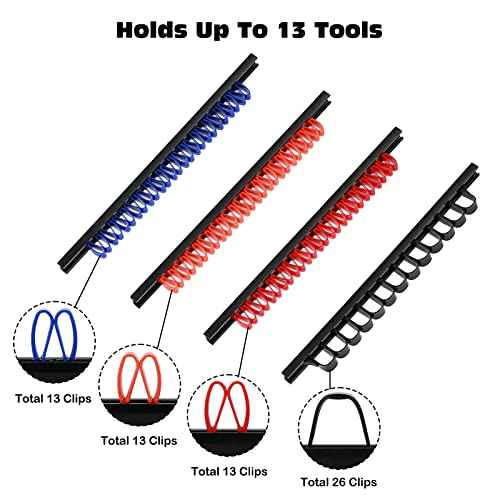 AIRTOON 10 PCS Screwdriver & Wrench Organizer, Plastic Rail Wrench Hanger with Clips, Pegboard Tool Holder, Wear Resistance Improved