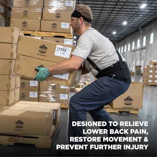 Ergodyne ProFlex 2000SF Back Support Brace, 8.5" Spandex, V-Shape Design and Patented Stays for Added Support, Medium,Black
