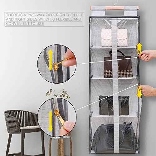 Purse organizer for closet, Easy Access Wardrobe Tote Bag Purse Storage Holder Over The Door Space Saving Shelf Pocket for Bedrooms Living Room