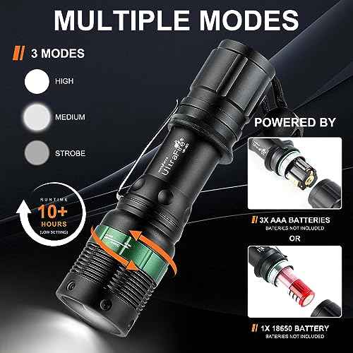 ULTRAFIRE 2pc 11-Inch Signal Traffic Wand Safty LED Flashlight 250 Lumen, Red Flashing Mode, Wrist Strap Lanyard, Side Clip, Orange Finish for Kids Outdoor Camping