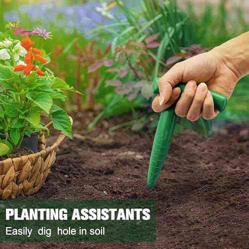 Seed Planter Tool, 6.9" Dibber Garden Tool, Plastic Seed Dibbler for Planting, Bulb Digger Garden Planter with Handle for Sowing Seeds, Planting, Bulbs, Digging (Green)