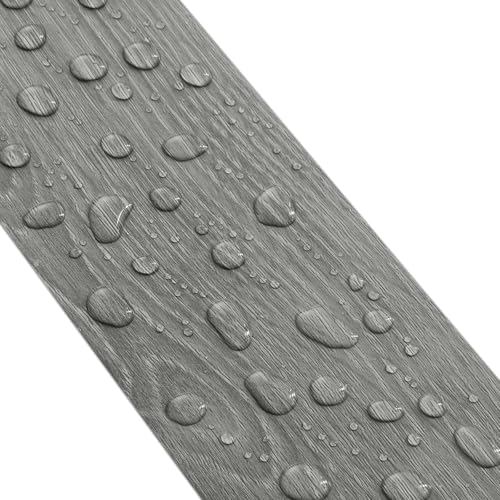 3"x236" Grey Wood Wallpaper Border Grey Woods Wallpaper Border Peel and Stick Wood Grain Mirror Frame Sticker for Bathroom Mirror Waterproof Gray Frame Sticker Self Adhesive
