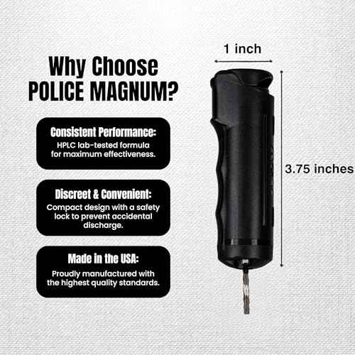 Police Magnum Keychain Pepper Spray Flip Top Safety 3 Pack 1/2oz- Maximum Heat Strength OC with Dye- Tactical Small Compact Case- for Women & Men's Self Defense- Made in The USA