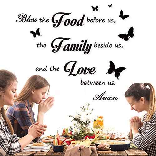 Kitchen Wall Stickers Dining Room Decor Dinner Prayer Sign Bless The Food Before US Sign Family Stickers for Home Wall Decorations(2)