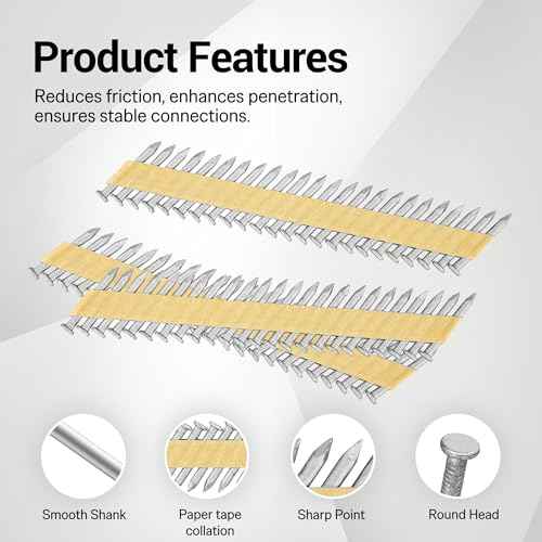meite Metal Connector Nails, 1-1/2 Inch x .131 Inch Joist Hanger Nails, 35 Degree, Galvanized, Paper Tape Collated, Smooth Shank Framing Nails for Metal Connector Nailer (2,000 Counts)